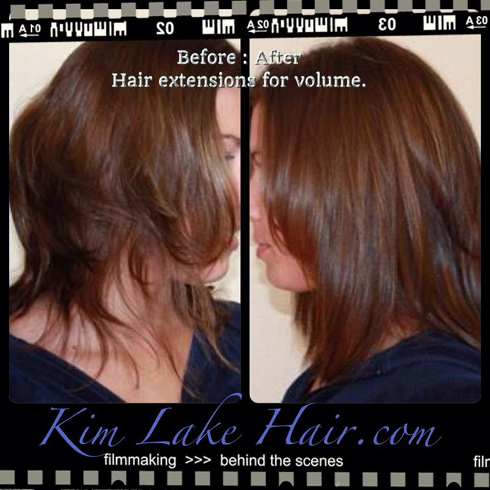 Hair extensions before and after picture.