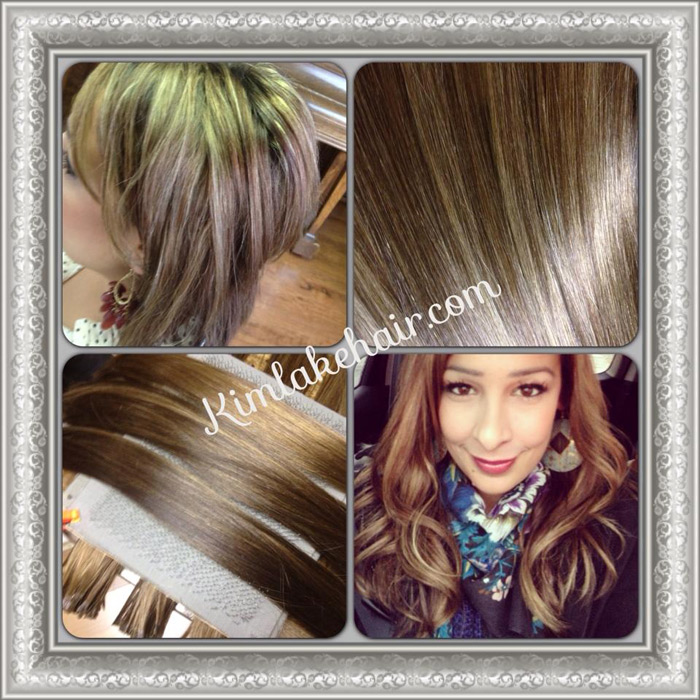 Hair extensions before and after picture.