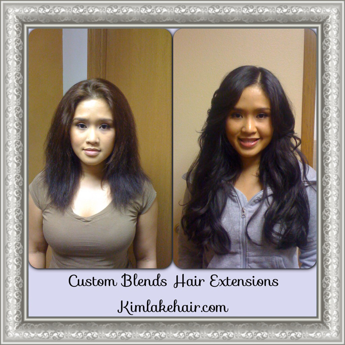 Hair extensions before and after picture.